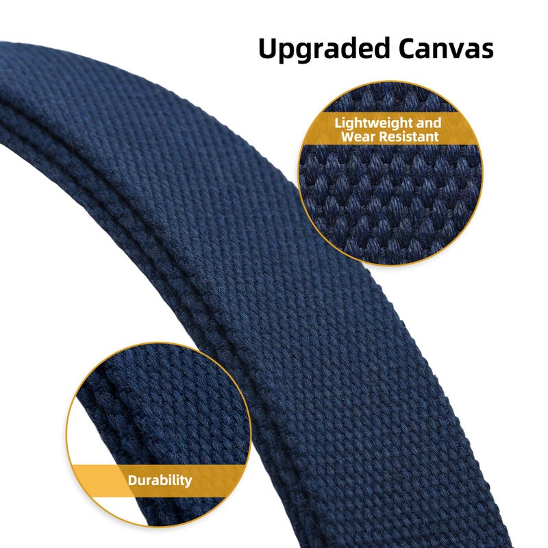 Mile High Life Cut To Fit Canvas Web Belt Size Up to 52" with Flip-Top Solid Black Military Buckle (Navy-S) - Image 5